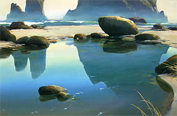 The Rock Pool, West Coast　Acrylic on board, 45 x 64 cm