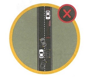 対向車が近づいたら追い越し禁止