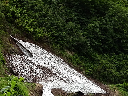 雪の斜面からの滑落