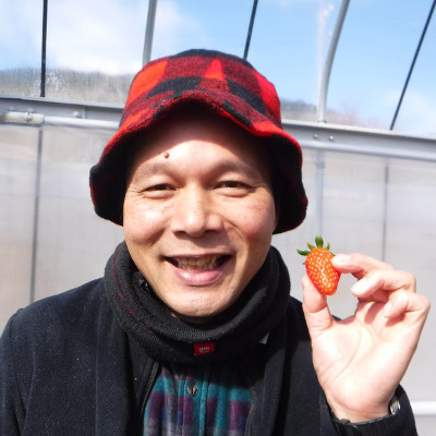 2017年2月の伊良湖半島イチゴ狩りの一コマ
